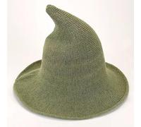 29 IYEBRAO 2 Pack Halloween Witch Hat for Women Men, Wool Blend Knit Foldable Wide Brim Wizard Hat Cosplay Costume Accessory Party Daily Wear (Black+Green)