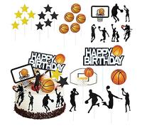 29 Pcs Basketball Cake Insert Set, Birthday Cake Decoration, Cupcake Inserts, Baked Dessert Flags, Suitable for Birthday Parties, Basketball Themed Parties