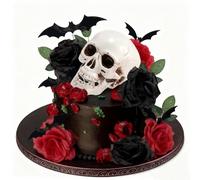 29 PCS Black Red Gothic Cake Decoration Skull Cake Topper Rip Death Cake Decoration Gothic Birthday Decoration Halloween Party Supplies