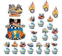 29 Pcs Car Cake Toppers for Kids Hot Wheels Cake Decoration Racing Car Cup Cake Toppers for Boys Kids Birthday Party Cake Decoration Supplies