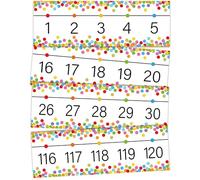 29 Pcs Colorful Number Line Bulletin Board Border -20-120 Confetti Number Line Border for Classroom Wall Confetti Laminated Math Learning Posters for Back to School Office Home Decor Teaching Supplies