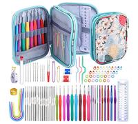 29 Pcs Crochet Hooks Kit, Including 3mm-25mm 15Pcs Assorted Sizes Wooden Bamboo Crochet Hooks and 14Pcs Aluminum 2-10 mm Handle Crochet Hooks for Handcrafted Knitting Needles