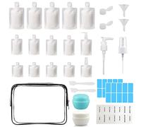 29 PCS Travel Size Refillable Empty Squeeze Pouch TSA Approved Travel Pouches for Toiletries Liquid Travel Containers Leak Proof Portable Travel Fluid Makeup Packing Bag for Cosmetics 30ml/50ml/100ml