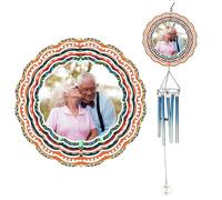29" Personalized Wind Chime with Photo and Text,Waterproof Metal Hanging Mandala Memorial Wind Chime for Outside,Birthday Gifts for Mom,Grandma,Wife,Outdoor Garden Decor