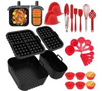 29 Pieces Airfryer Accessories for Philips Dual Basket 3000 Series NA350 6L/3L Airfryer Including Silicone Mould Hot Air Fryer Accessories, Waffle Mould Accessories, Baking Accessory Set, Measuring