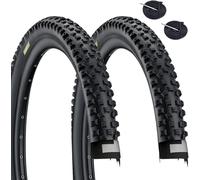 29 X 2.25 Black Tires 2-Pack With Antipuncture Tubes for MTB Bike