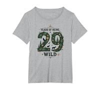 29 Years of Being Wild - Nature Lover Birthday Gift T-Shirt, Women's Plus, Heather Grey, 3X