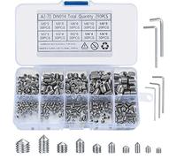 290 Pcs Cone Cup Point Grub Screws, M3/M4/M5/M6/M8 Hex Head Socket Screws Set Assorted, Mixed Stainless Steel Metric Threads with Internal Hex Drive for Door Handles, with 5 Pcs Allen Key