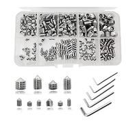 290 Pcs Cone Point Grub Screws Mixed, Assorted Stainless Steel Metric Threads Socket Screws, M3 M4 M5 M6 M8 Assortment with 5 Pcs Socket Allen Key