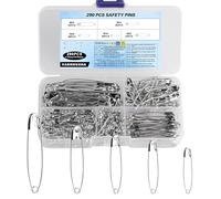290 Pcs Safety Pins for Clothes, Large Medium Small Heavy Duty Safety Pins Assorted Sizes, Nickel Plated Steel, for Clothing Arts and Crafts Sewing Pinning Hemming Jewelry Making - 19/28/32/45/55mm