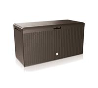290L Garden Storage Deck Box Chest Patio Wheels Handles Lockable Brown Rattan UK