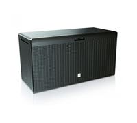 Garden Storage Chest Box Deck Patio Wheels Handles Weatherproof 290L Rattan Grey
