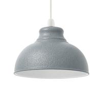 290mm Grey Steel Curvy Pendant Lights, Easy Fit E27 E14 Metal Light Shade, Modern Industrial Retro Lamp Shade for Kitchen, Cafe, Dining Room, Home Décor