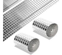 2928 Silver Self Adhesive Mosaic Mirror Pieces Tape for Crafts, Small Glass Mirror Sticker Mosaic Glass Pieces, Mini Disco Ball Tiles for Art Collage, Indoor Outdoor Decoration (Silver 5x5 mm)