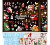295PCS Christmas Window Clings Colorful Big Windows Stickers for Glass, Navidad Kids Room Home Decor Xmas Indoor Decorations Snowflake Double Sided Print Decals for Winter Holiday Party