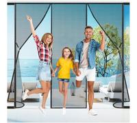 295x215cm Large Patio Doors Magnetic Curtain|Heavy Duty Fiberglass Double Door Screen Self Closing for French Door Balcony Easy No Drill Install Black