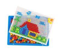 296pcs Educational Mushroom Nails Pegboard Toy Set for Boys and Girls, Creative DIY Mosaic Toys, Mosaic Puzzle Jigsaw Puzzle Kid Toy, Peg Game Early Learning Educational Toys, Gift for Age 3+ Kids