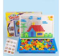 296PCS Mushroom Nails Pegboard Educational Colourful Jigsaw Puzzle Building Bricks, Creative DIY Mosaic Toys for Kids & Toddlers, Peg Boards for Kids Motor Skills Development and Logic Thinking