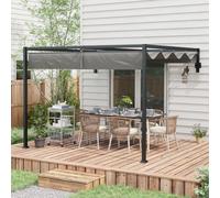 297cm x 211cm Wall Mounted Garden Gazebo Retractable Sun Shade Pergola Awning