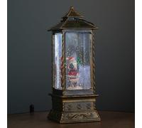 29cm Battery Operated Light up Christmas Water Spinner with Rotating Santa & LEDs