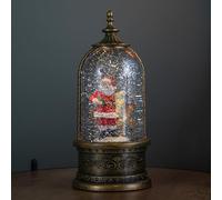 29cm Battery Operated Light up LED Christmas Cloche Water Spinner with Santa & Deer Scene