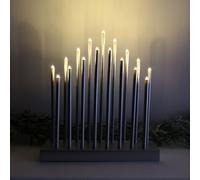 29cm Tall Battery Operated Candle Bridge with 6 Hour Timer & 17 LEDs - Silver