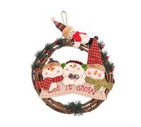29cm Christmas Wreath Decoration Rattan Door Wreath Christmas Front Door Decor, Handmade Rattan Christmas Door Wreath Indoor Outdoor Traditional Holiday Decorative Ornament(Snowman)