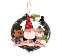 29cm Christmas Wreath Decoration Rattan Door Wreath Christmas Front Door Decor, Handmade Rattan Christmas Door Wreath Indoor Outdoor Traditional Holiday Decorative Ornament(Santa Claus)