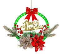 29cm LED Christmas Wreath with Timer, 8 Lights Modes, USB/Battery Powered, Artificial Pine & Berry Decor