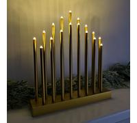 29cm Premier Christmas Candle Bridge with 17 LEDs & Timer in Gold Battery Operated Samuel Alexander Gold One Size