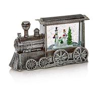 29cm Silver Indoor LED Glitter Water Spinner With Snowmen Scene Decoration