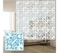 29cm Square Room Divider Panels, DIY Half-Private Wood-Plastic Partition Screen, 30pcs Bianco Color Separator for Home & Office Space Management