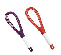 29CM Twist Whisk, Plastic Kitchen Flat Balloon Whisk Thick Wire Egg Frother Beater for Cooking Blending Whisking Stirring, Purple+Red