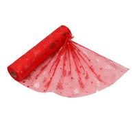 29cm x 10m Organza Roll with Snowflakes Print Sheer Fabric - Glitter Roll for Christmas Chair Bows, Table Runners, Dress Accents, Crafting Supplies for Ribbons, Party Favours, Red