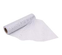 29cm x 25m Organza Roll Snow Sheer Fabric - Glitter Roll for Christmas Chair Bows, Table Runners, Dress Accents, Crafting Supplies for Ribbons, Party Favours, Glitter Mesh - White