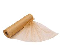 29cm x 25m Organza Roll Snow Sheer Fabric - Glitter Roll for Christmas Chair Bows, Table Runners, Dress Accents, Crafting Supplies for Ribbons, Party Favours, Swirl Design - Gold