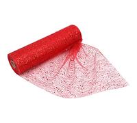29cm x 25m Organza Roll Snow Sheer Fabric - Glitter Roll for Christmas Chair Bows, Table Runners, Dress Accents, Crafting Supplies for Ribbons, Party Favours, Mesh with Glitter Sequin - Red