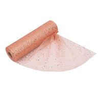 29cm x 25m Organza Roll Snow Sheer Fabric - Glitter Roll for Christmas Chair Bows, Table Runners, Dress Accents, Crafting Supplies for Ribbons, Party Favours, Mesh with Glitter Sequin - Rose Gold