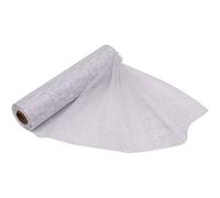 29cm x 25m Organza Roll Snow Sheer Fabric - Glitter Roll for Christmas Chair Bows, Table Runners, Dress Accents, Crafting Supplies for Ribbons, Party Favours, Swirl Design - White