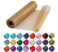 29cm x 25m Roll of Organza Sheer Fabric - Elegant Decorative Cloth for Wedding Chair Bows, Table Runners, Party Favours - Crafting Supplies for Ribbons, Dress Accents,and Bags, Champagne Gold