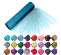 29cm x 25m Roll of Organza Sheer Fabric - Elegant Decorative Cloth for Wedding Chair Bows, Table Runners, Party Favours - Crafting Supplies for Ribbons, Dress Accents,and Bags, Turquoise Blue