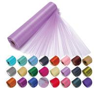 29cm x 25m Roll of Organza Sheer Fabric - Elegant Decorative Cloth for Wedding Chair Bows, Table Runners, Party Favours - Crafting Supplies for Ribbons, Dress Accents,and Bags, Purple#