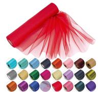 29cm x 25m Roll of Organza Sheer Fabric - Elegant Decorative Cloth for Wedding Chair Bows, Table Runners, Party Favours - Crafting Supplies for Ribbons, Dress Accents,and Bags, Red
