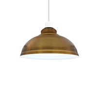 Retro Electroplated Ceiling Light Shade, Industrial Curvy Easy Fit Metal Pendant Lamp Bulb Guards, Non Electric Vintage Lampshade for Kitchen, Living Room, Bedroom (Yellow Brass)