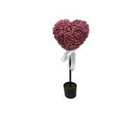 29in Boxwood Heart Topiary Outdoor, Valentine's Day Heart Shaped Topiary Trees with Bow, Artificial Greenery Decorations Heart Ball Planter Pots, Indoor Outdoor Faux Plant Decor (Color D)