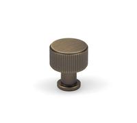 (29mm Knob) Antique Brass Reeded T-Bar Cabinet Handles & Knobs