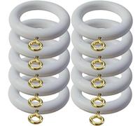 29mm x 45mm White Curtains Rings Drapery Pole with Curtain Loops & Gliders - Easy-Glide Design with Eyelets, Made from Plastic for 22mm Pole (Pack of 10)