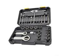 29pc Broken Bolt Extractor Set with Drill Bits and Adapter, Socket Wrench Tool for Stripped Nuts Screws, 1/4 to 3/4 Inch, CR-MO Steel, Compatible