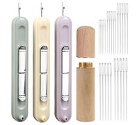 29pcs 2-in-1 Needle Threaders and Portable Seam Ripper Set with Beech Wood Needle Case Including 25 Hand Sewing Needles, Multifunctional Needle Threader Tools for Knitting, Embroidery, DIY Sewing