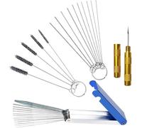 29PCS Carburetor Cleaning Kit - Carb Cleaner Set with Stainless Steel Brushes, Needles & Wires - Nozzle Removal Tool for Motorcycle & Car Engine Maintenance (Silver)